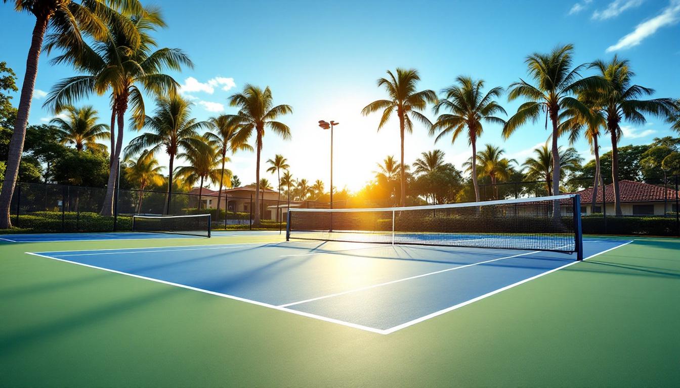 Arlington Park pickleball courts with residents playing