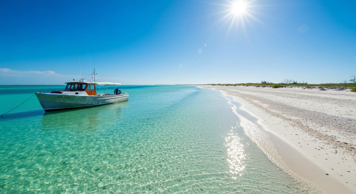 Shelling island excursion boat in Pine Island Sound