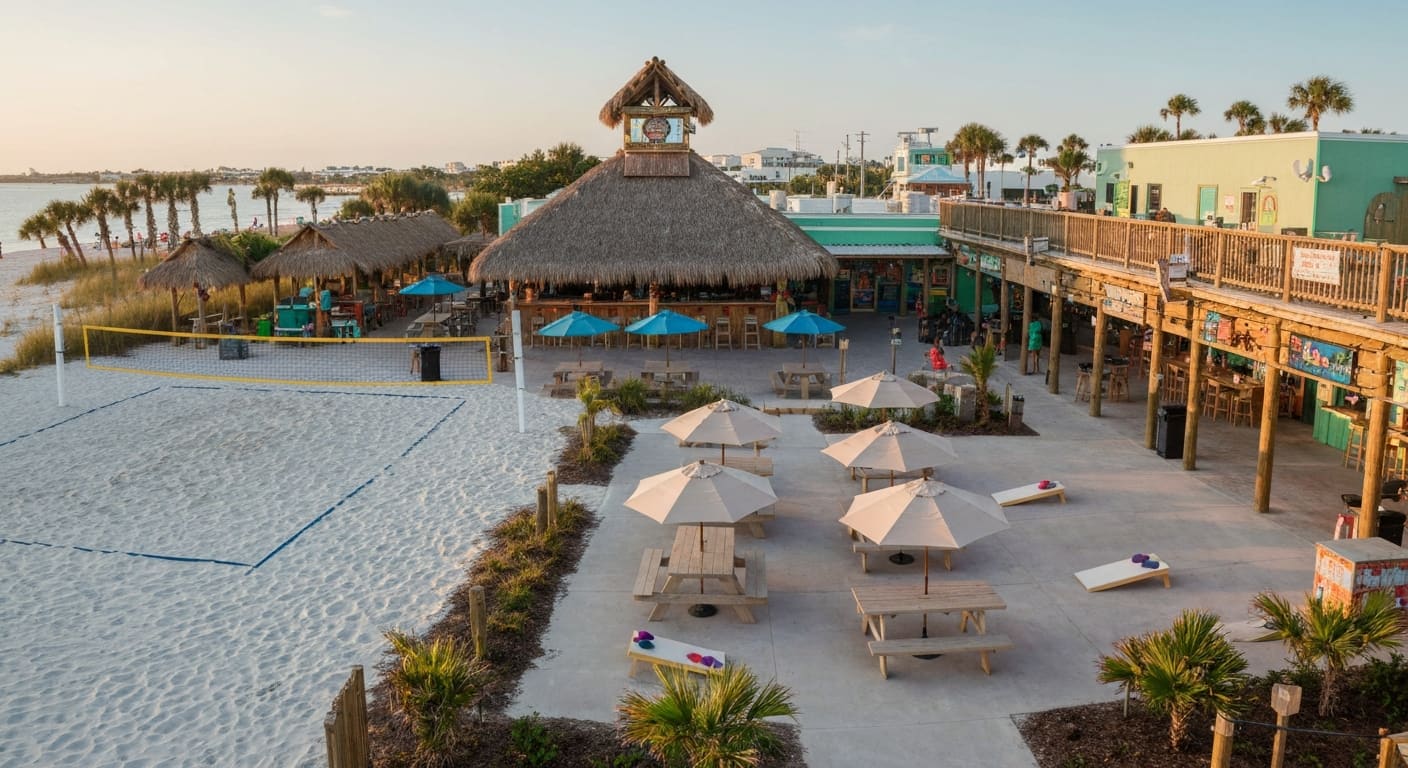 Rusty's Raw Bar and Grill outdoor entertainment area in Cape Coral