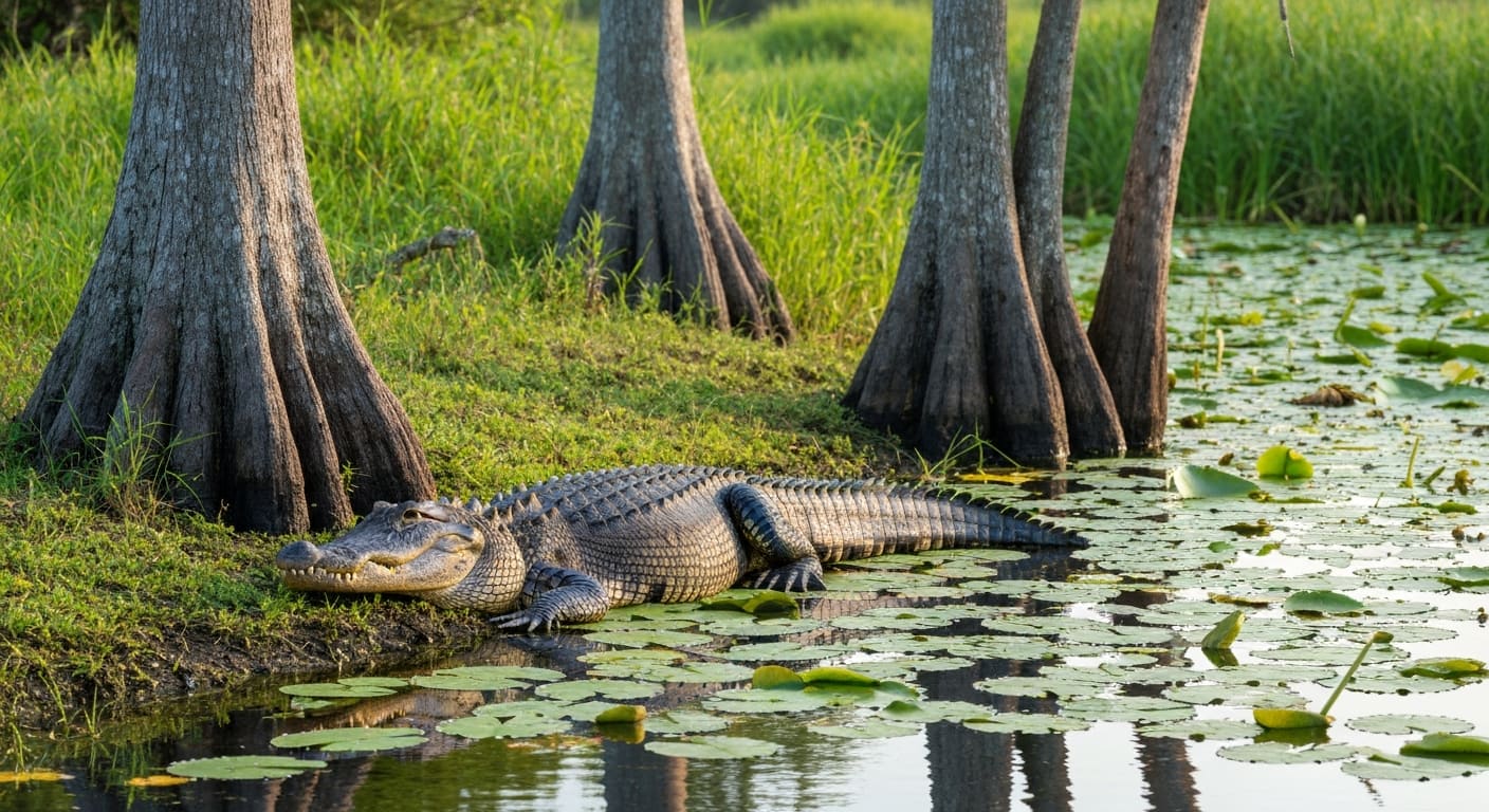Alligator in Everglades wetland near Naples