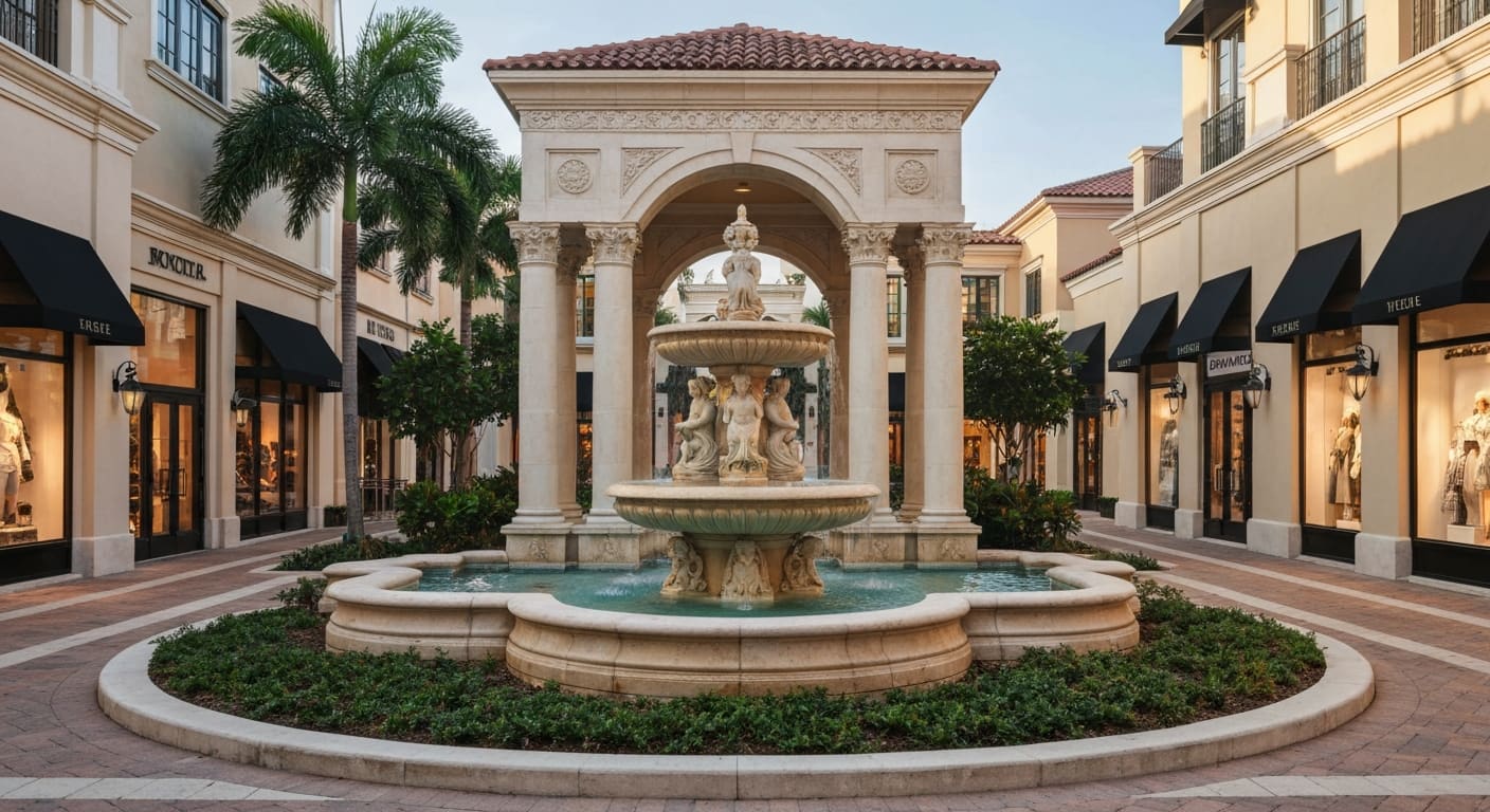 Fifth Avenue South Naples fountain and plaza
