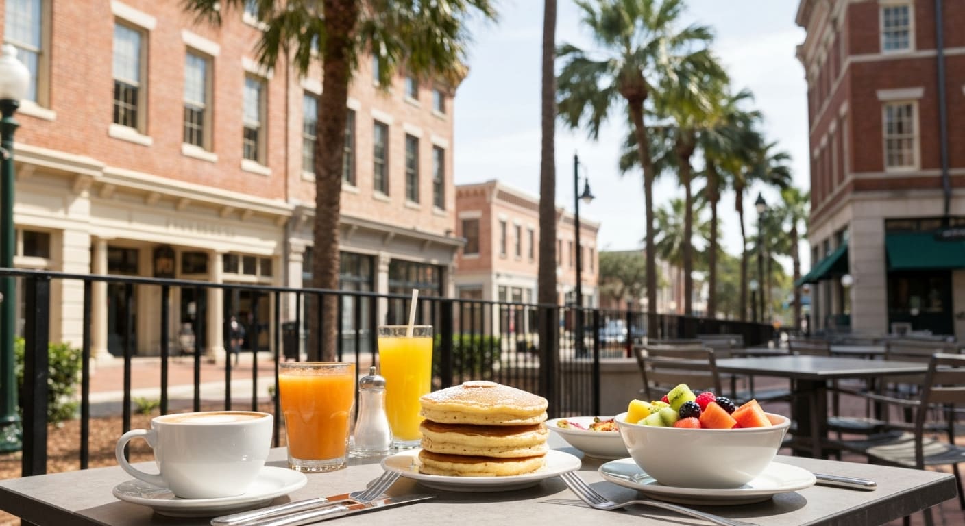 The Standard restaurant brunch spread in downtown Fort Myers River District