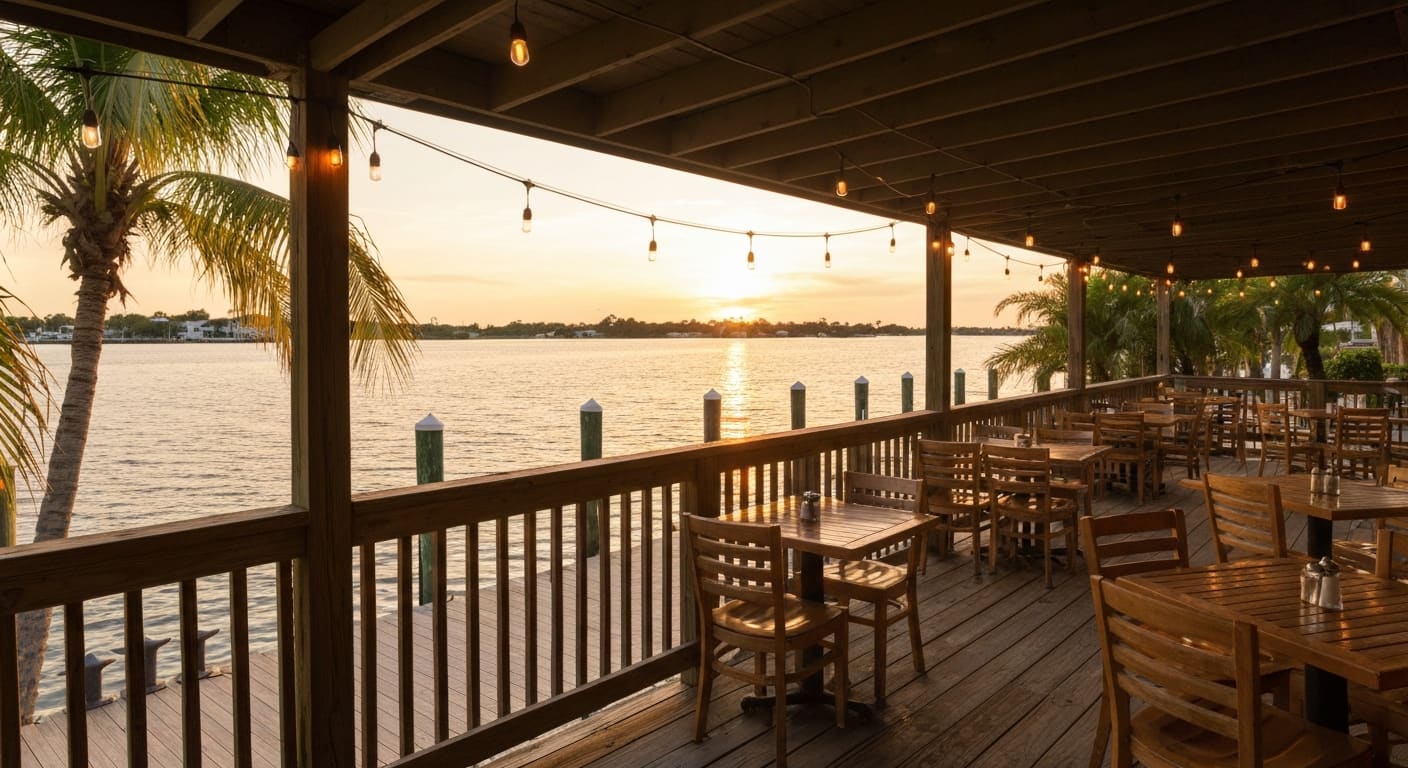 Three Fishermen waterfront seafood restaurant on the Caloosahatchee River
