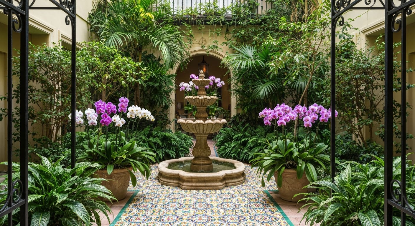 Secret garden courtyard in Naples Florida