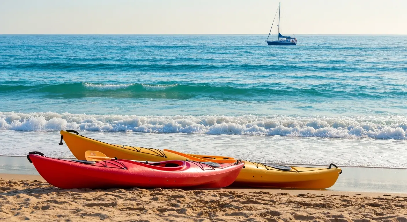 Kayakers paddling through the calm waters of Lemon Bay near Englewood Florida at sunrise