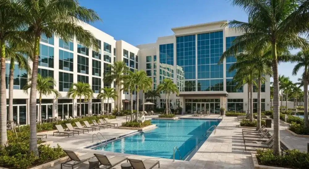 Hilton Naples pool and tropical landscaping