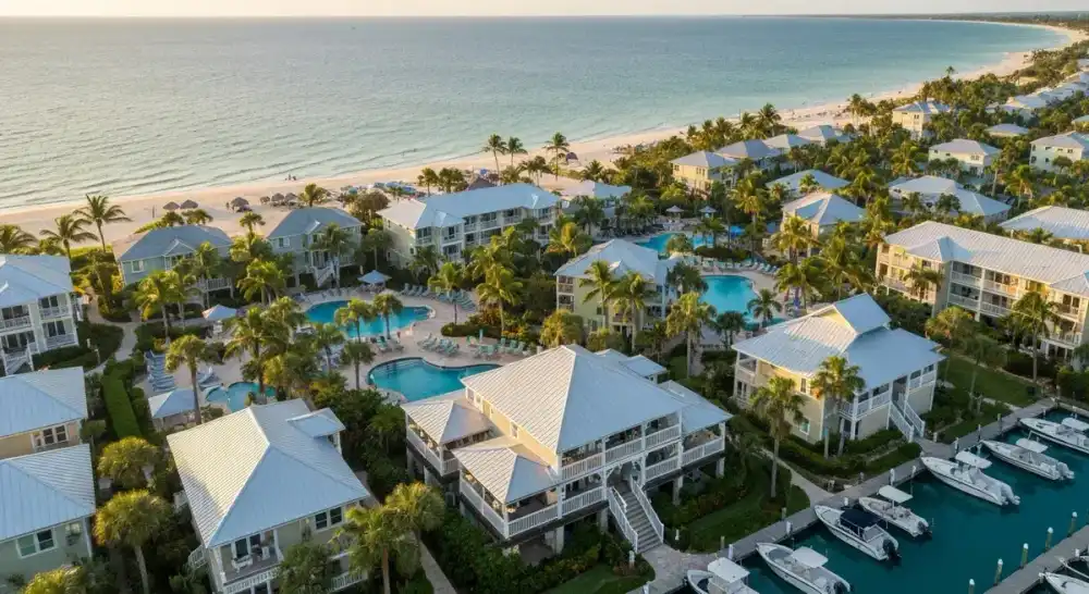 South Seas Island Resort on Captiva at golden hour