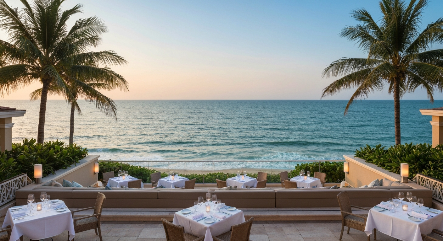 BALEEN beachfront restaurant terrace dining at LaPlaya Resort in Naples Florida
