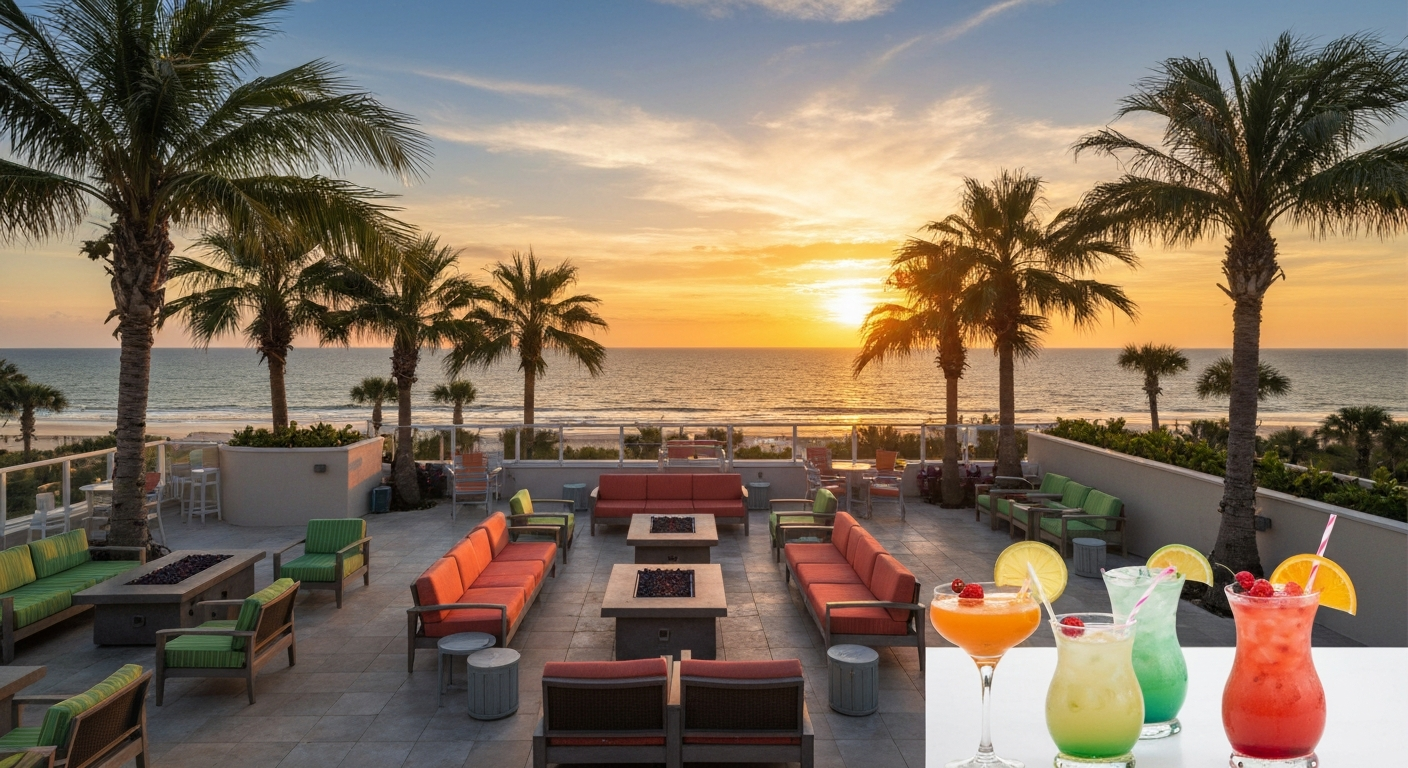 License to Chill rooftop sunset bar at Margaritaville Fort Myers Beach overlooking the Gulf