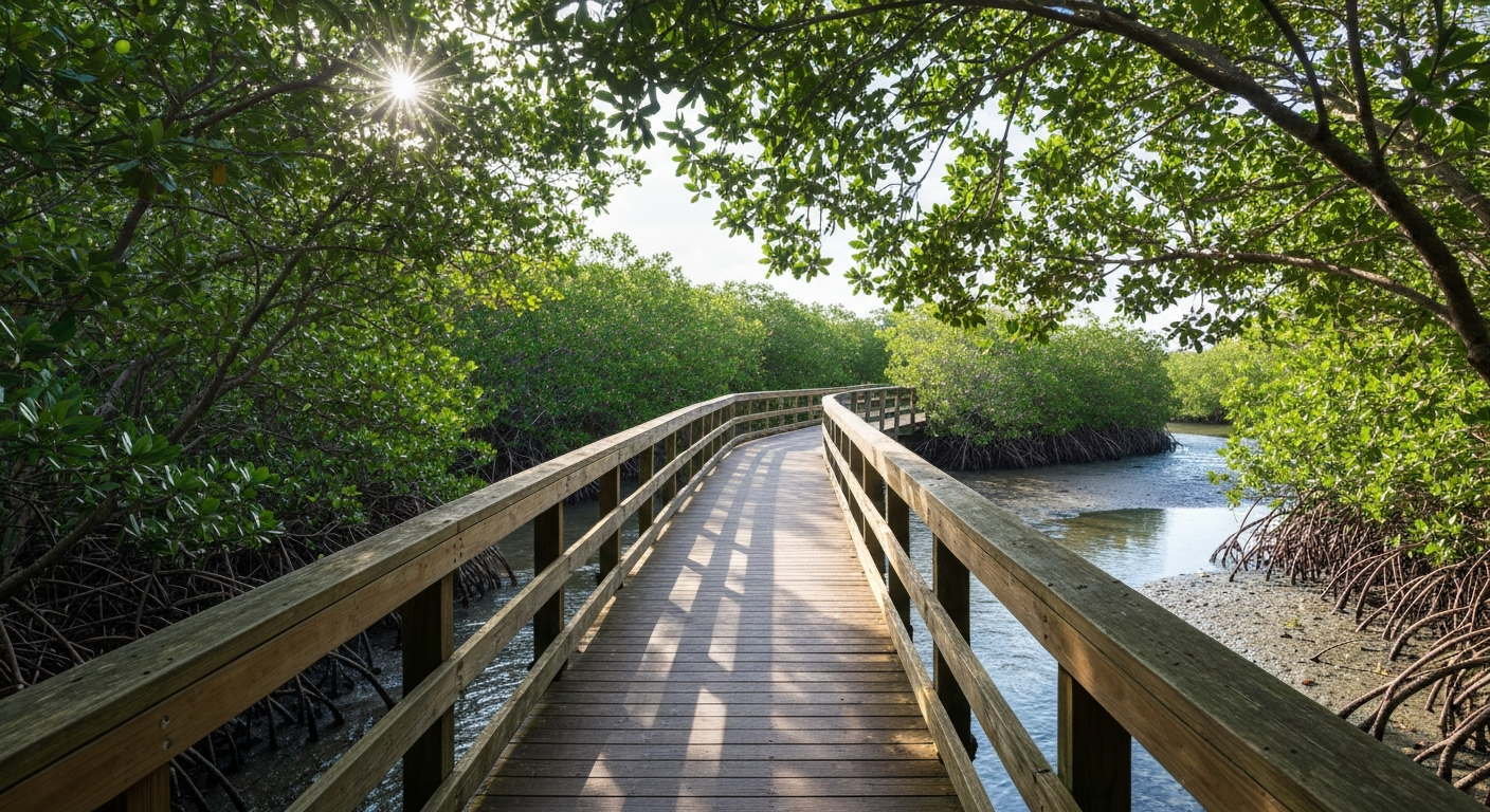 Mangrove boardwalk leading to Clam Pass Beach in Naples Florida