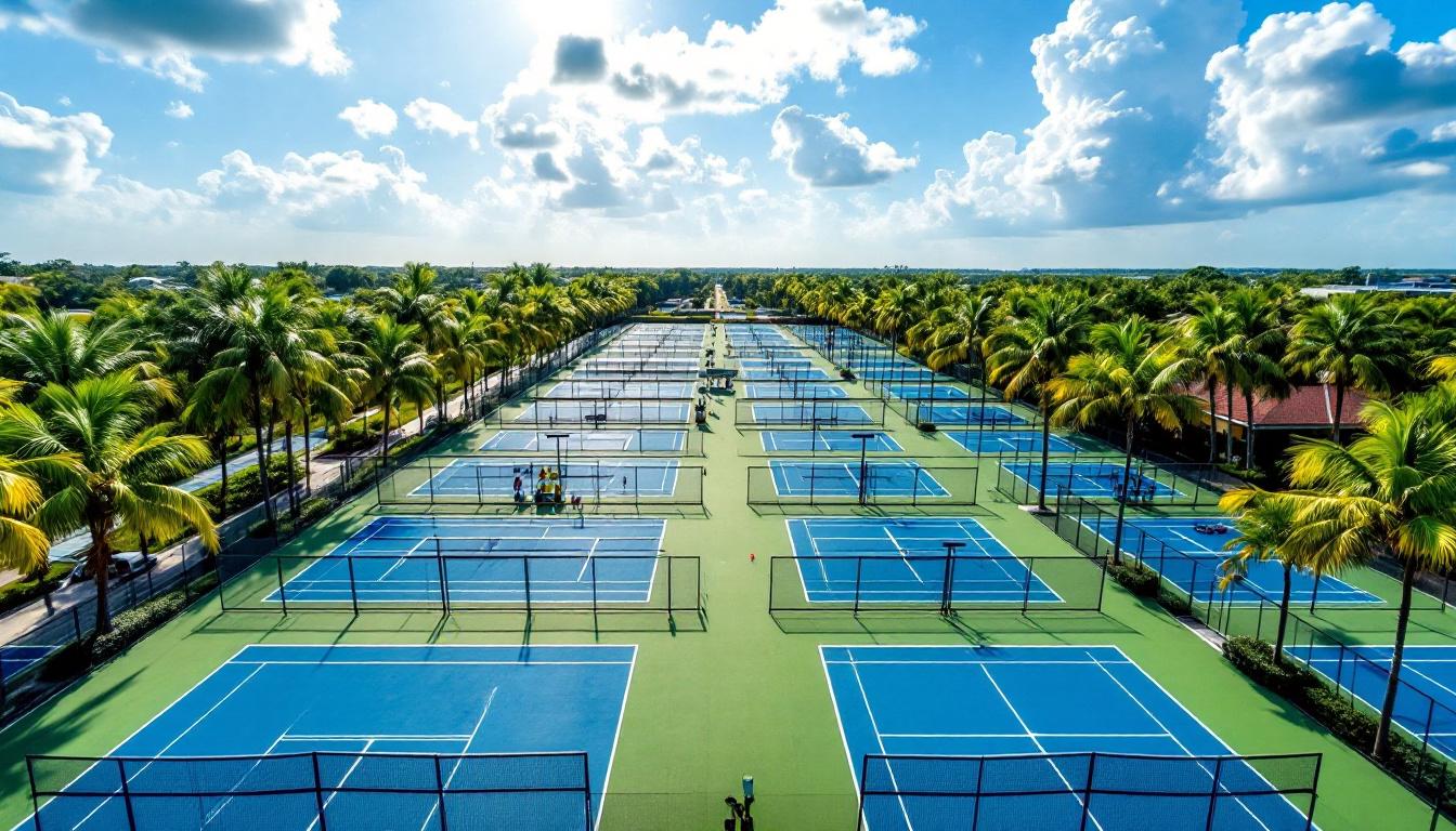 Wide view of the 64-court layout at East Naples Community Park