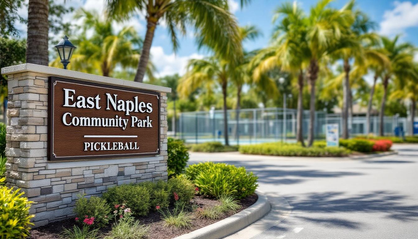 Exterior sign and entry to East Naples Community Park