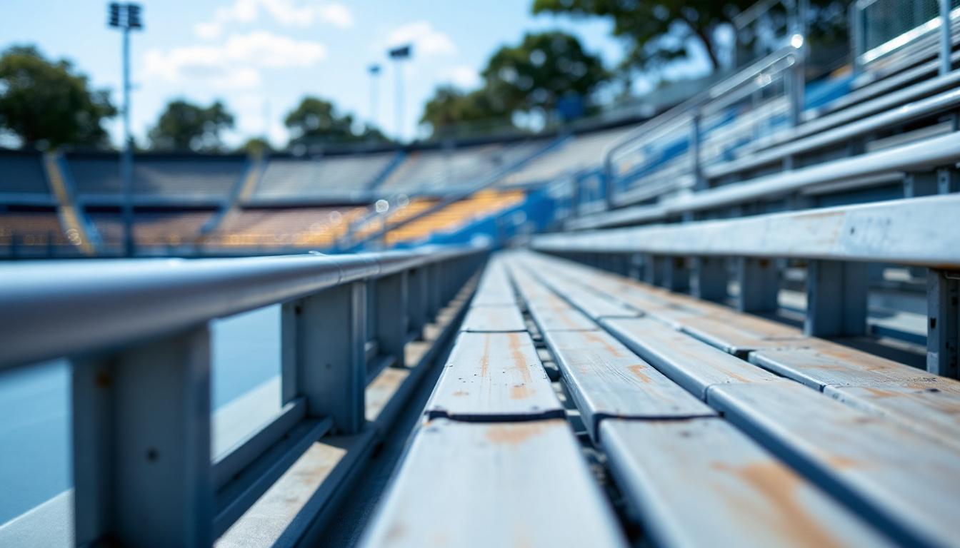 Close-up of the stadium court bleachers at East Naples Community Park