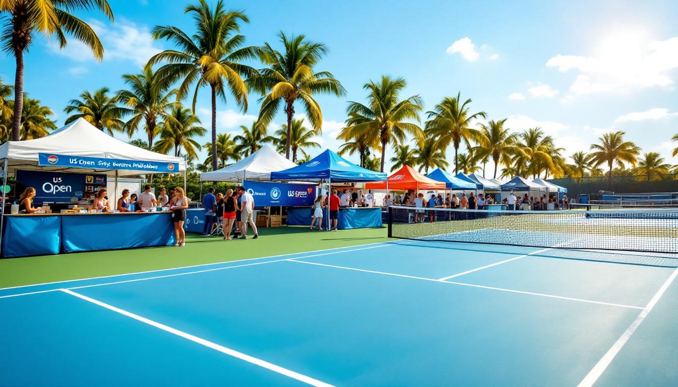 US Open Pickleball Championships vendor area and courts during tournament week
