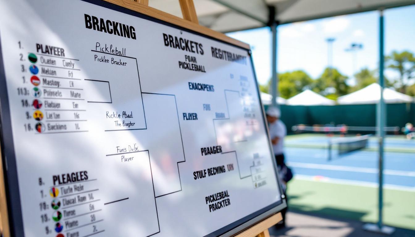 Tournament bracket board and player registration during US Open week
