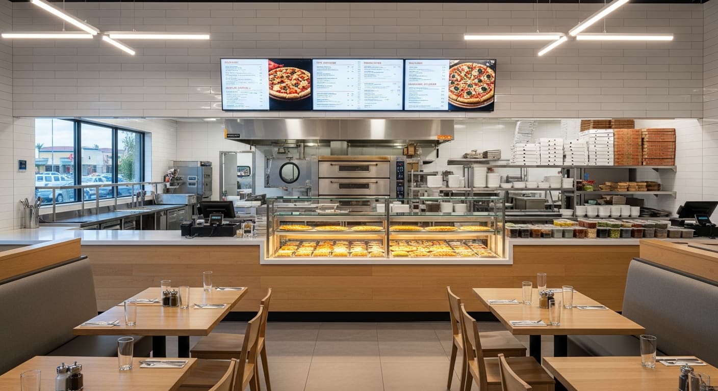 Marcos Pizza and Subs modern pizzeria with open kitchen in North Port
