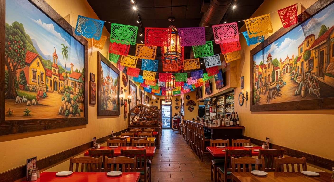 Mi Pueblo colorful authentic Mexican restaurant with festive decor in North Port