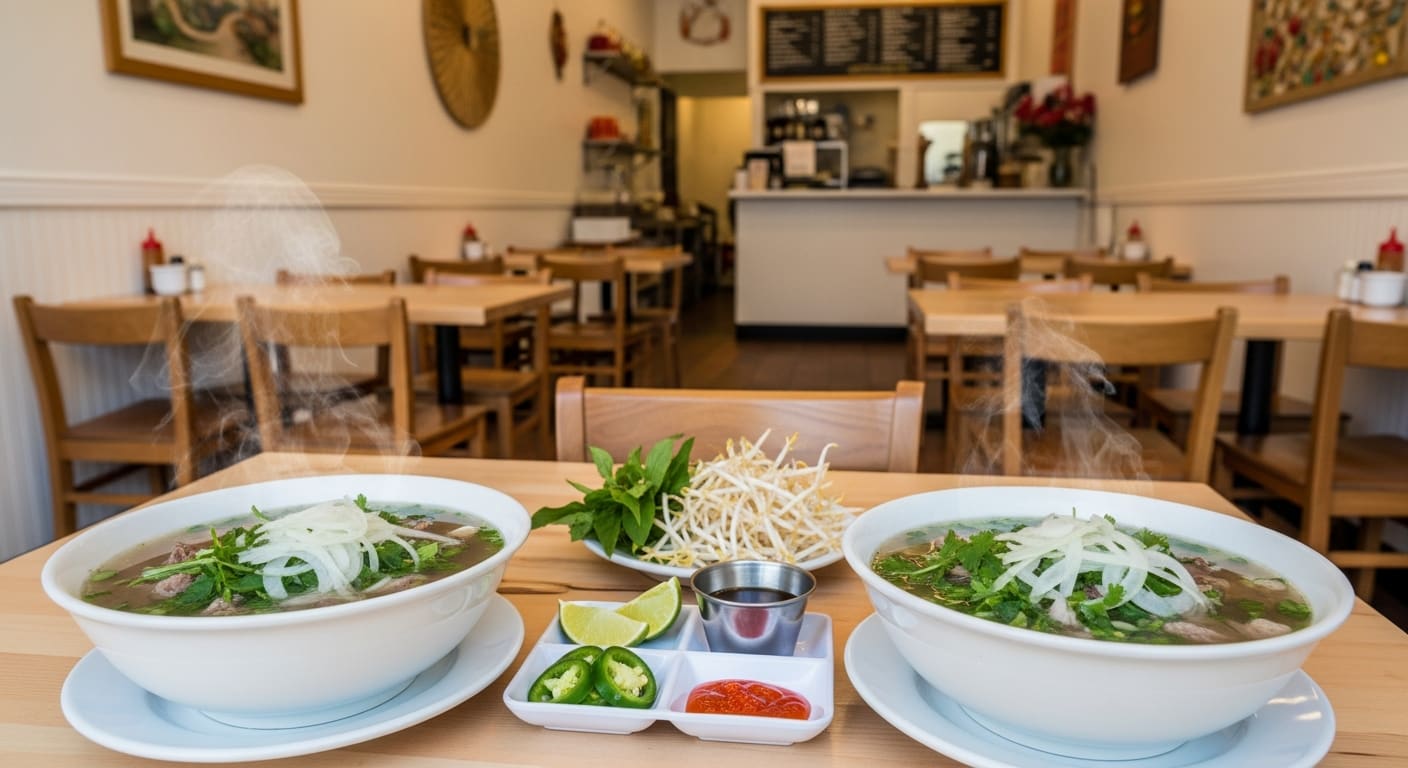 Pho Cali authentic Vietnamese pho restaurant in a strip mall in North Port