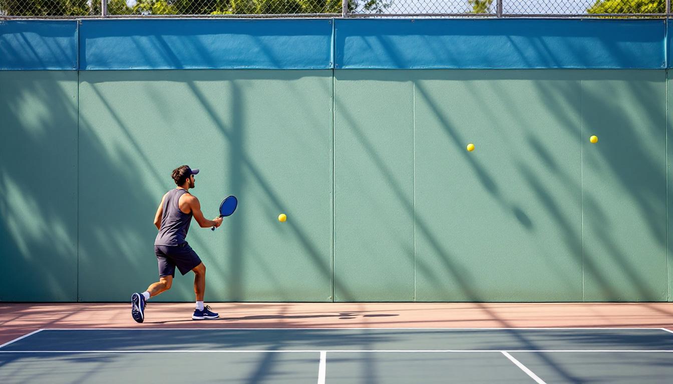 Player at a practice wall working on dink drills