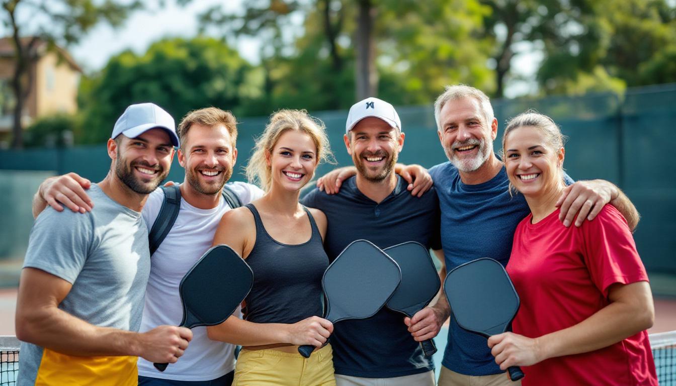 Group of pickleball players posing together after a session