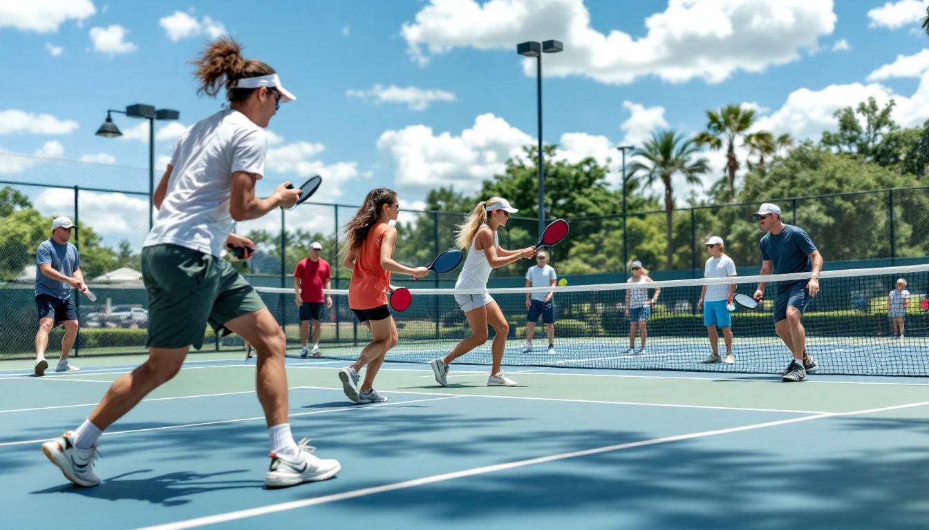 Students practicing dinking at a pickleball clinic