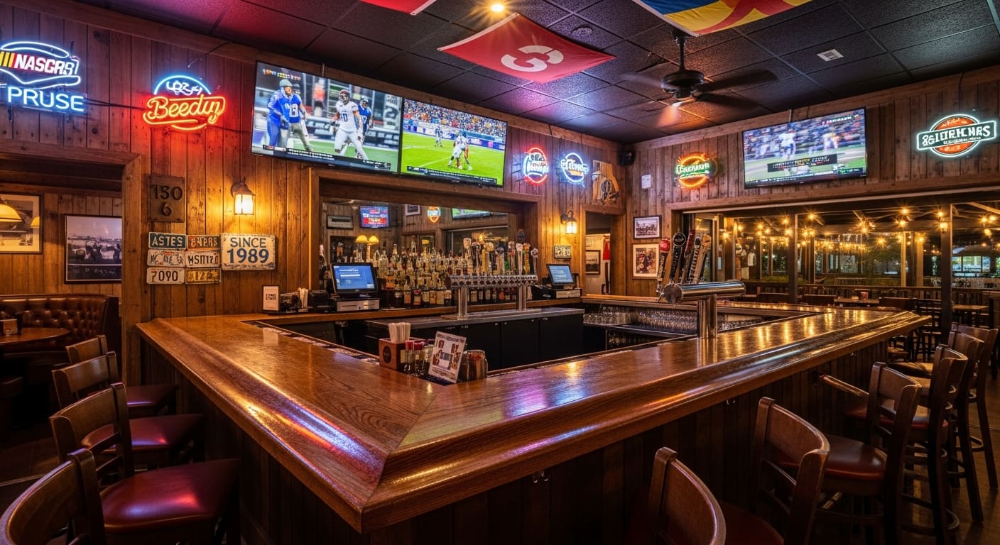 Gatorz Bar and Grill rustic sports bar with multiple TVs and outdoor patio in Port Charlotte