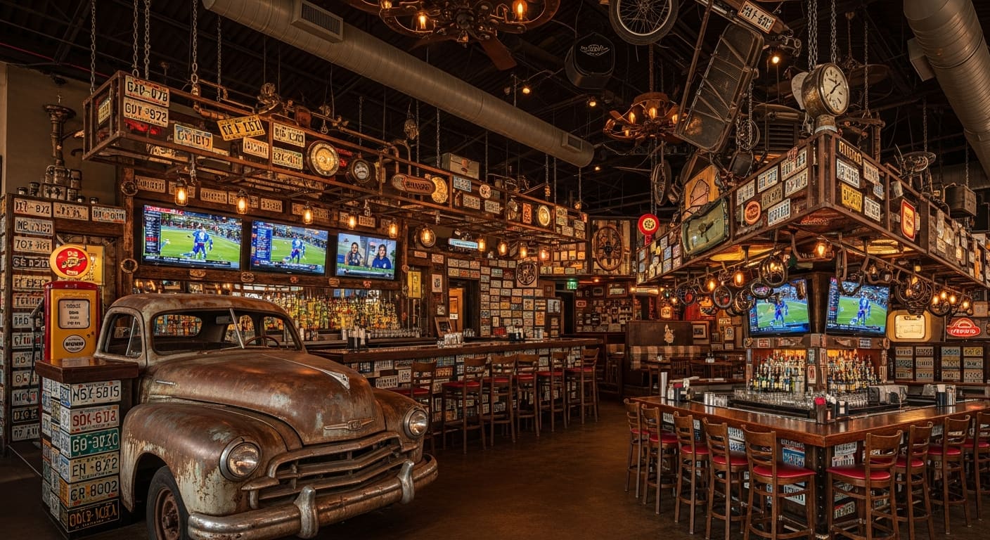 The Twisted Fork steampunk and hot-rod themed restaurant with automotive memorabilia in Port Charlotte