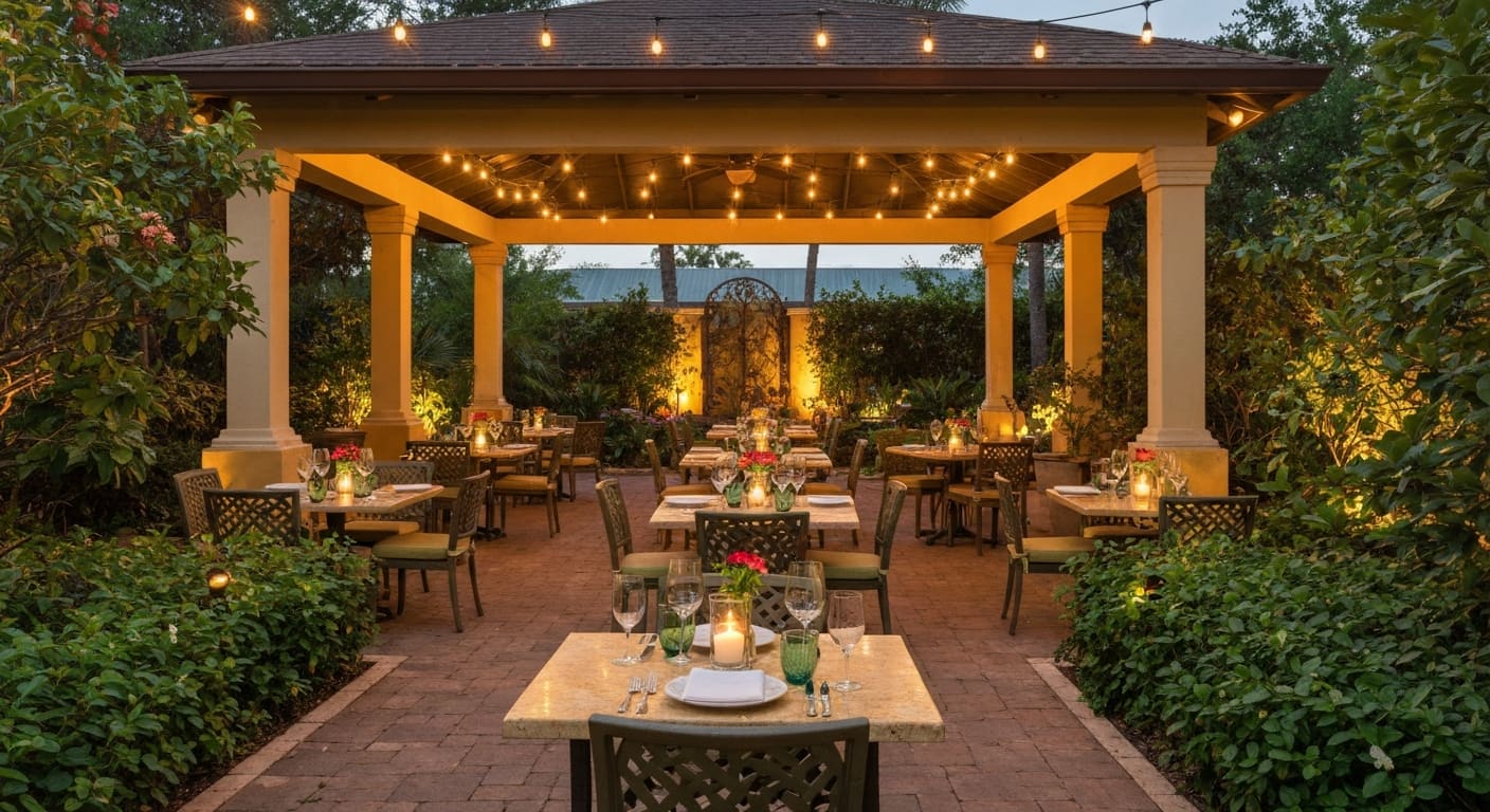 Carmelo's Italian Ristorante elegant dining room on Retta Esplanade in Punta Gorda