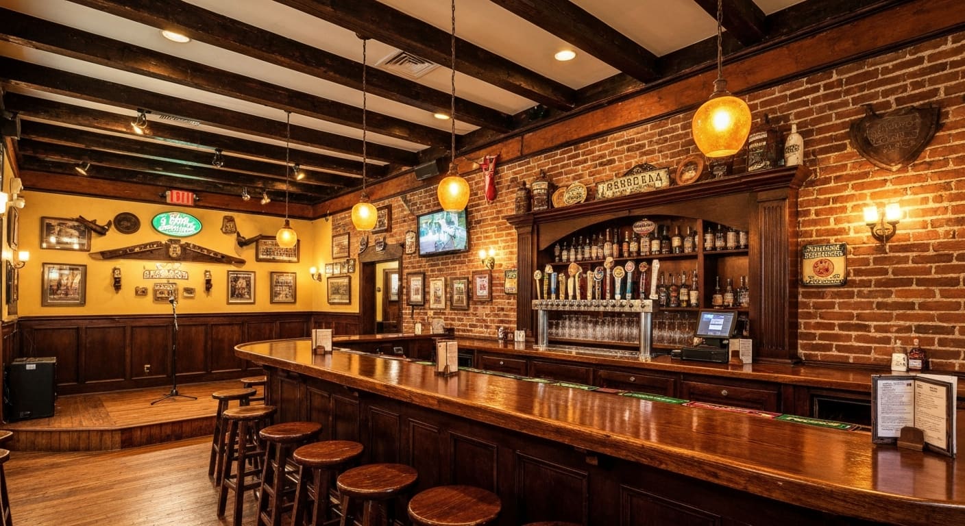 Celtic Ray Public House authentic Irish pub with dark wood bar on Marion Avenue in Punta Gorda