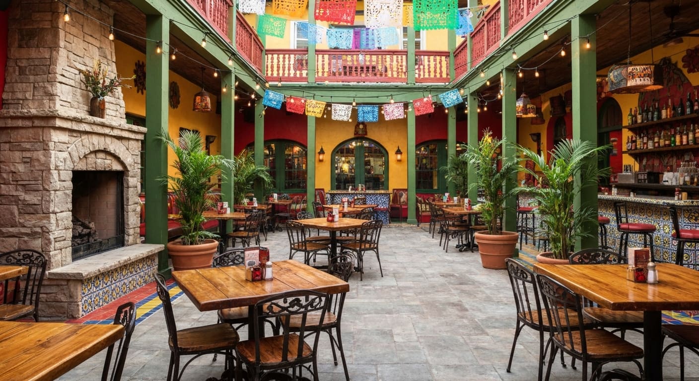 Dean's South of the Border colorful Mexican restaurant with festive decor in Punta Gorda