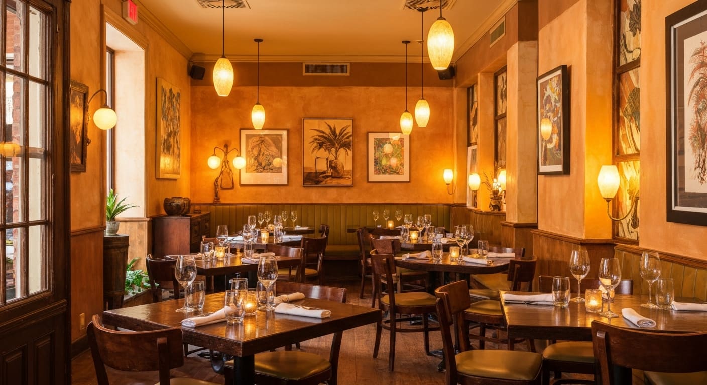 River City Grill intimate bistro-style dining room on Marion Avenue in downtown Punta Gorda