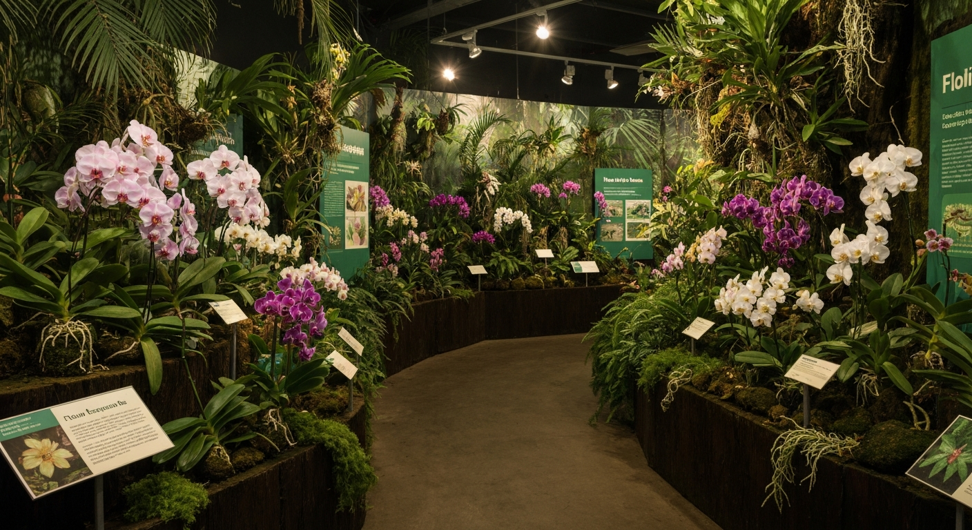 Tropical gardens and covered exhibits at Everglades Wonder Gardens in Bonita Springs