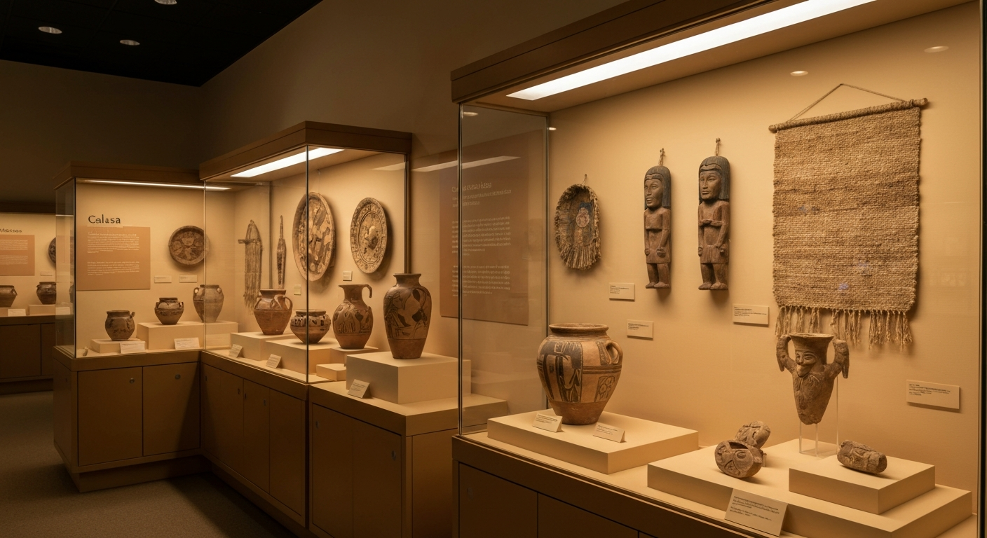 Marco Island Historical Museum exhibit featuring Calusa artifacts