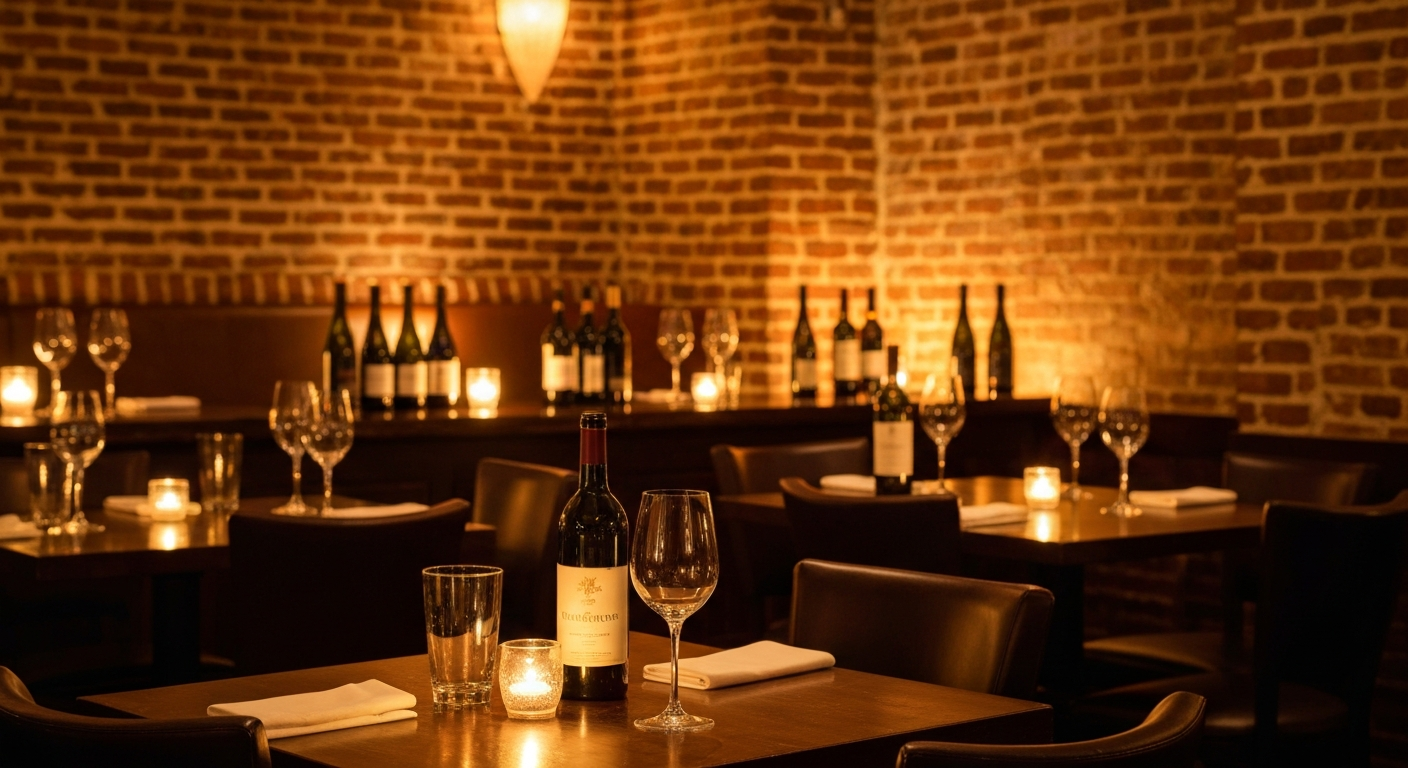 Intimate wine bar with warm lighting in downtown Naples Florida