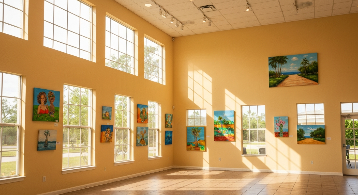 Venice Art Center gallery with local artwork on display