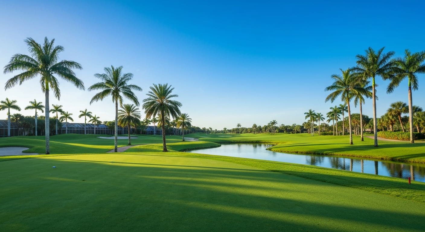 Golf course in Bonita Springs with palm trees