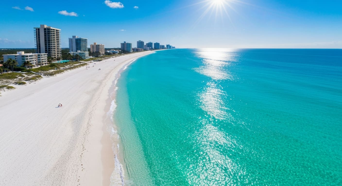 Marco Island Florida beach with high-rise condos