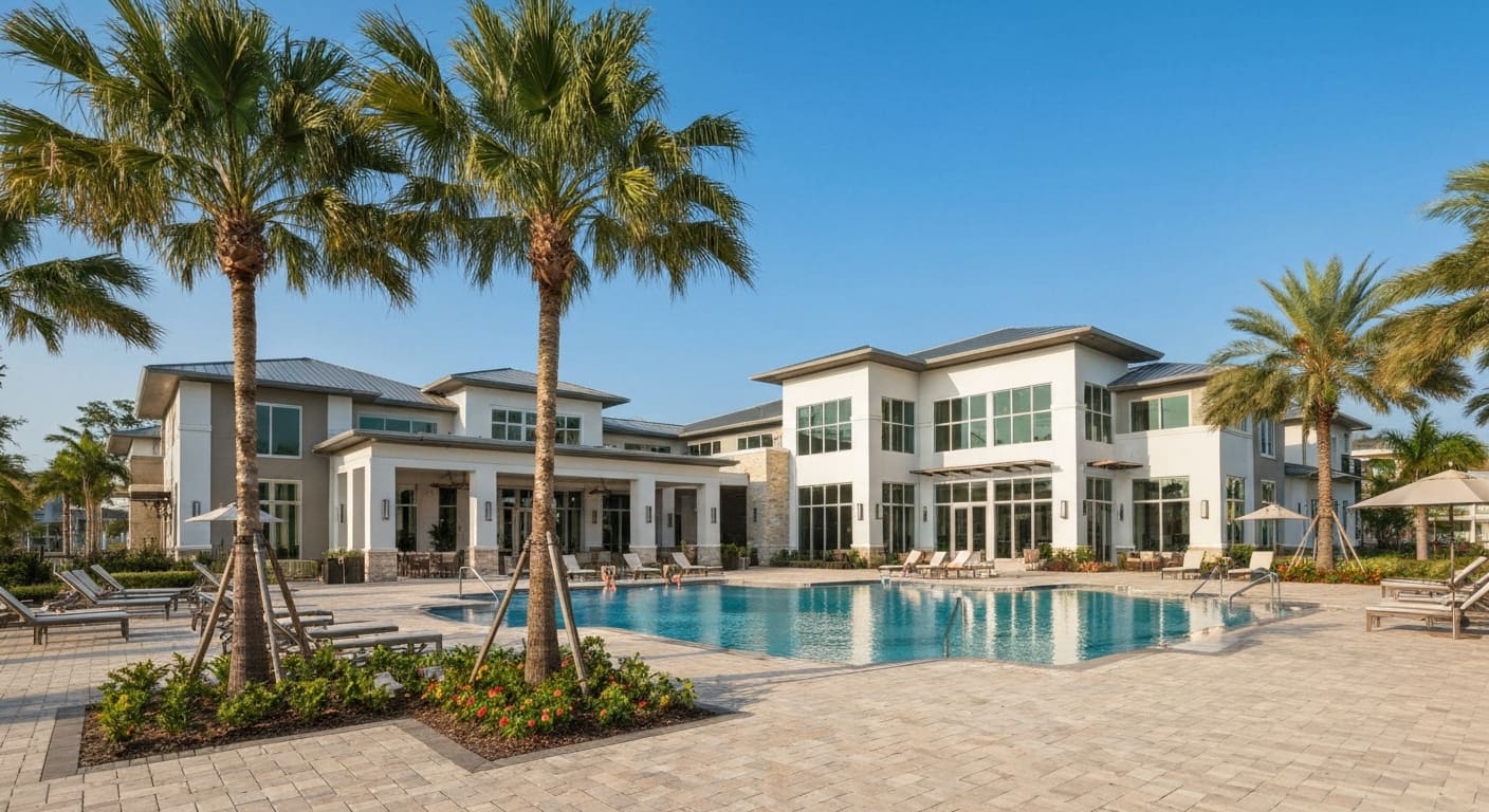 Southwest Florida 55-plus community pool and clubhouse