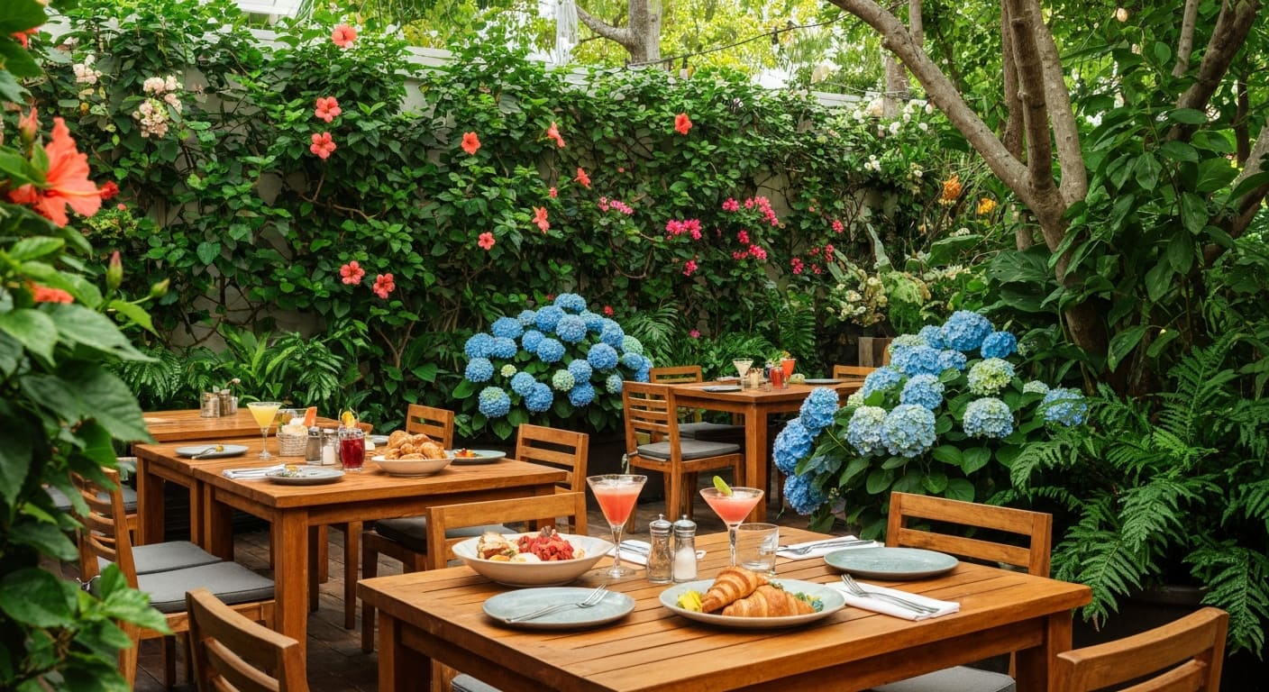 Scenic waterfront brunch setting near Siesta Key in Sarasota Florida