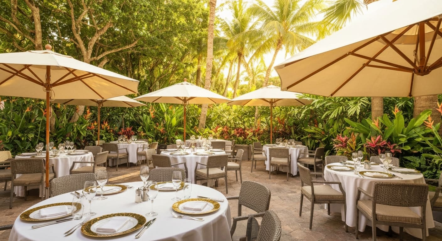 Upscale brunch dining on St. Armands Circle in Sarasota Florida