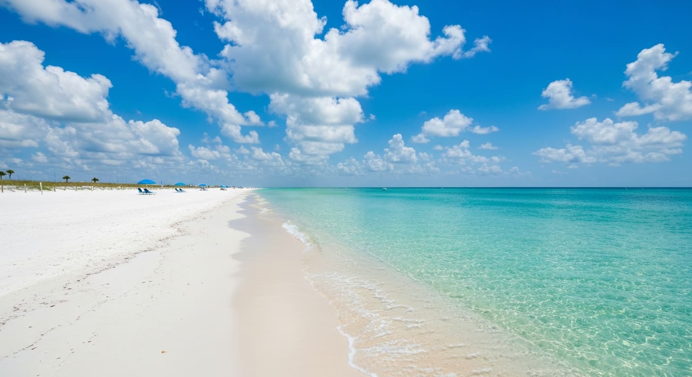 Southwest Florida beach with clear water and white sand
