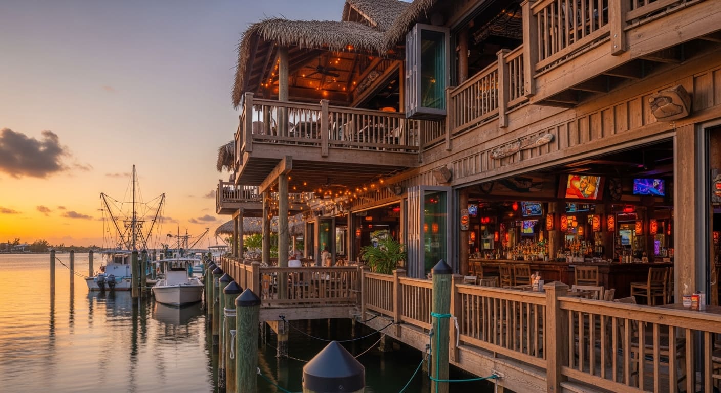Doc Ford's Rum Bar Caribbean-themed waterfront restaurant on Estero Bay in Fort Myers Beach