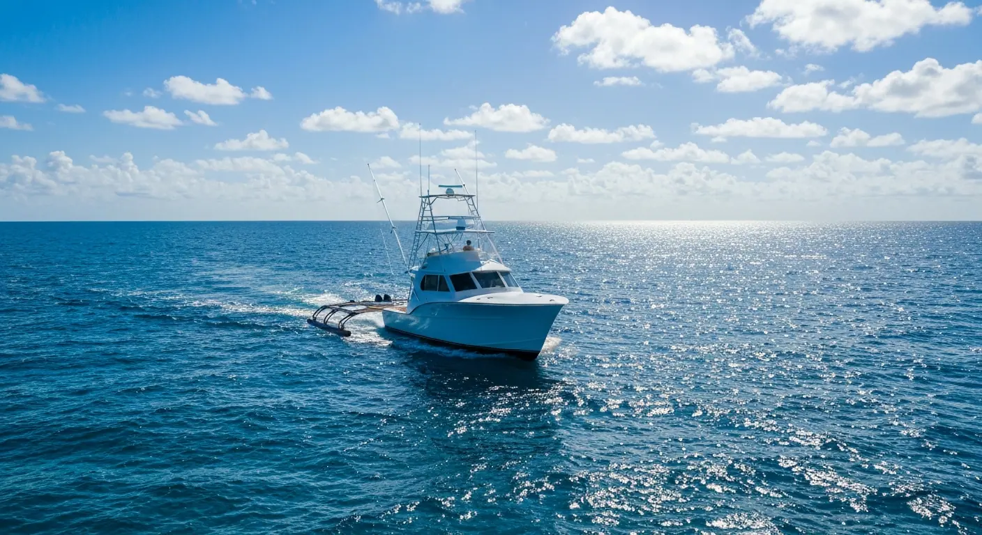 Deep sea fishing charter boat offshore in the Gulf of Mexico