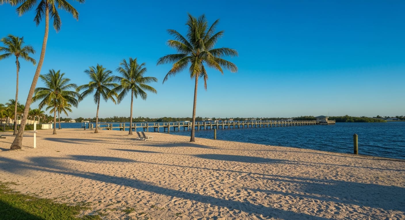 Cape Coral yacht club beach and pier