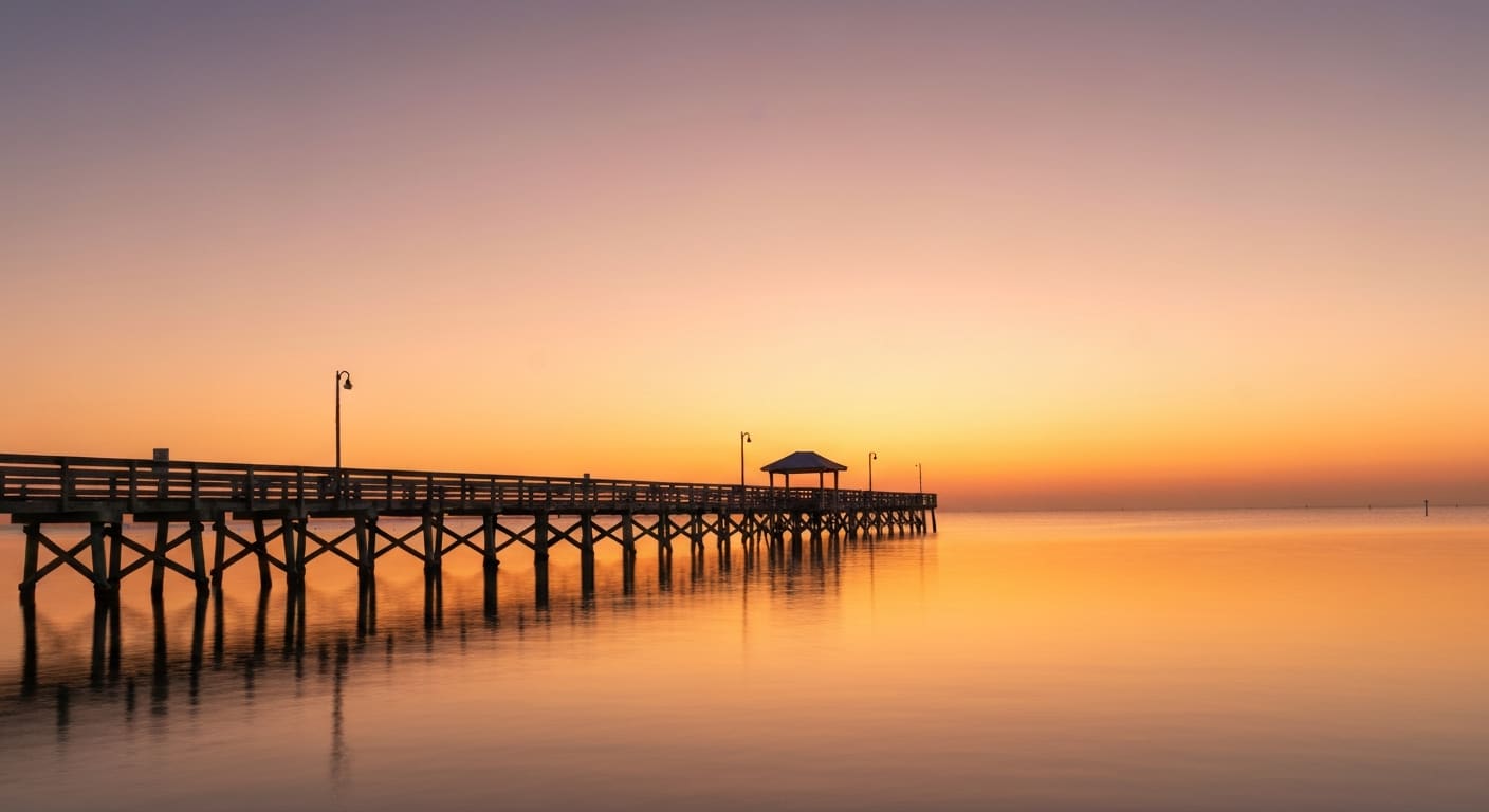 Naples Pier at sunset with colorful sky