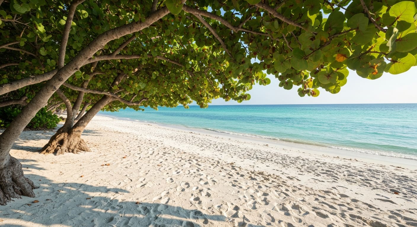 Captiva Island beach with sea grape trees