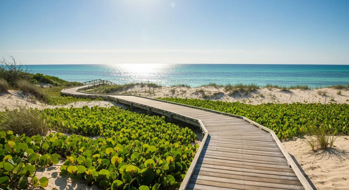 Barefoot Beach Preserve boardwalk through coastal dunes in Bonita Springs Florida