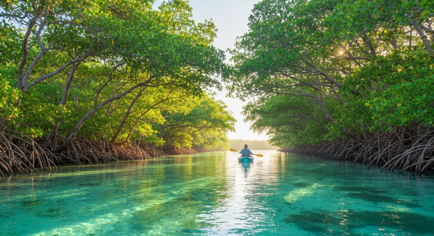 Kayaking through mangrove tunnels on Sanibel Island